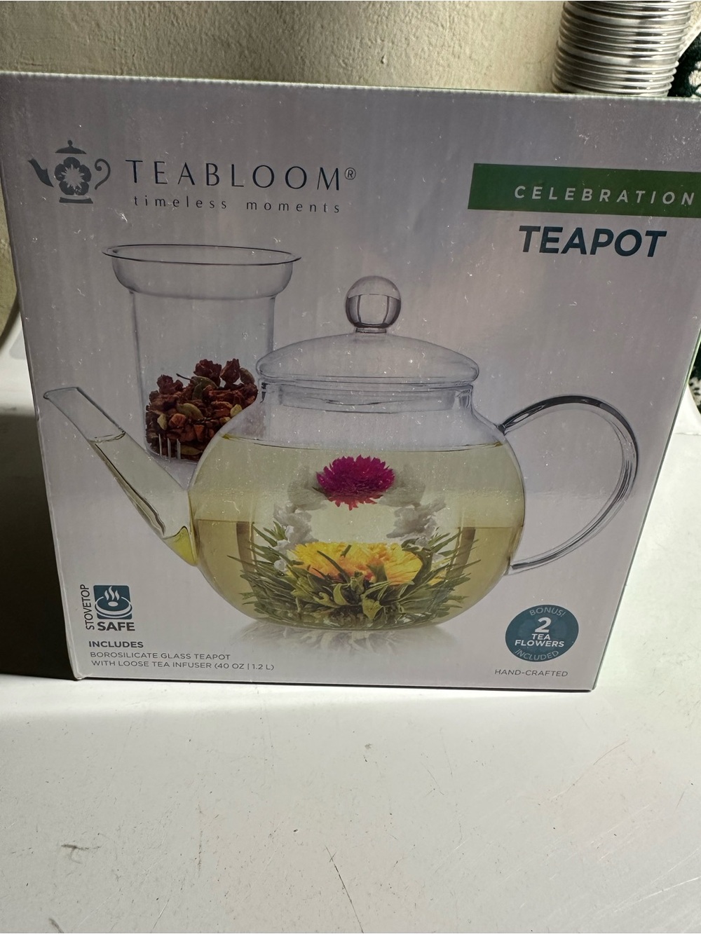 Celebration Clear Glass Teapot with Infuser - tea bloom